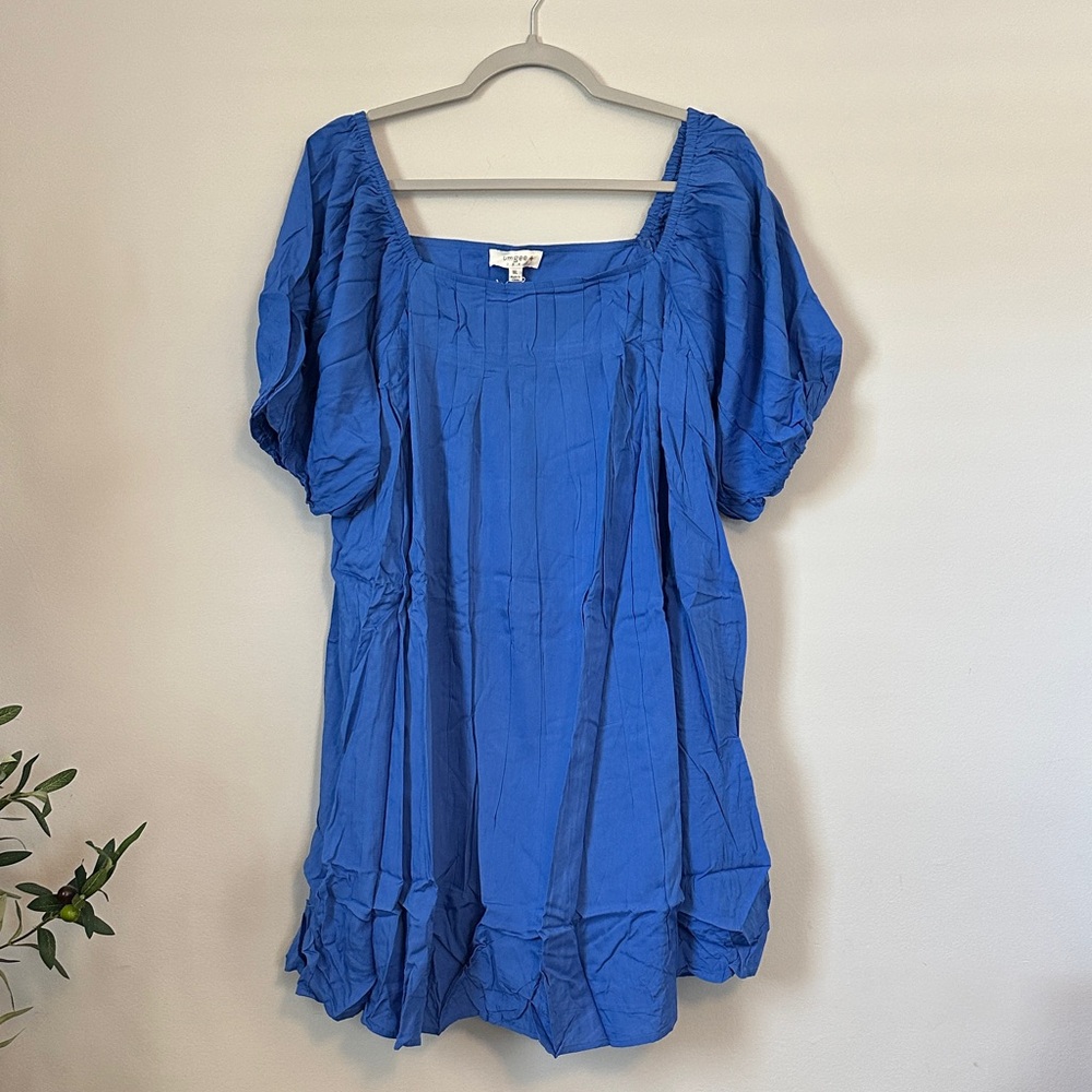 Umgee Cobalt Blue Puff Sleeve Mini Dress